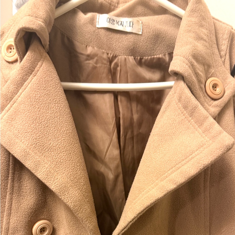 Women's Tan Double-Breasted Coat
